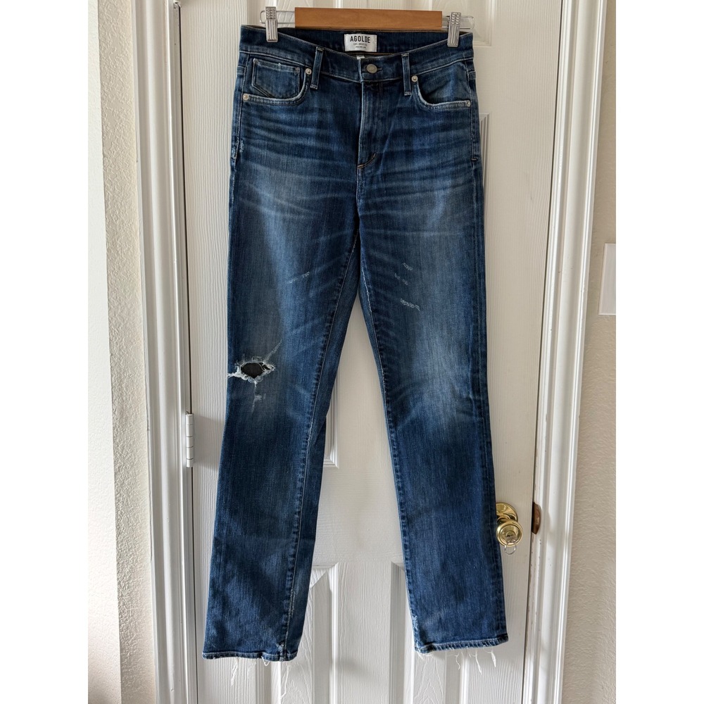 AGOLDE Size 27 New Sample Distressed Straight Leg Jeans Raw Hem USA